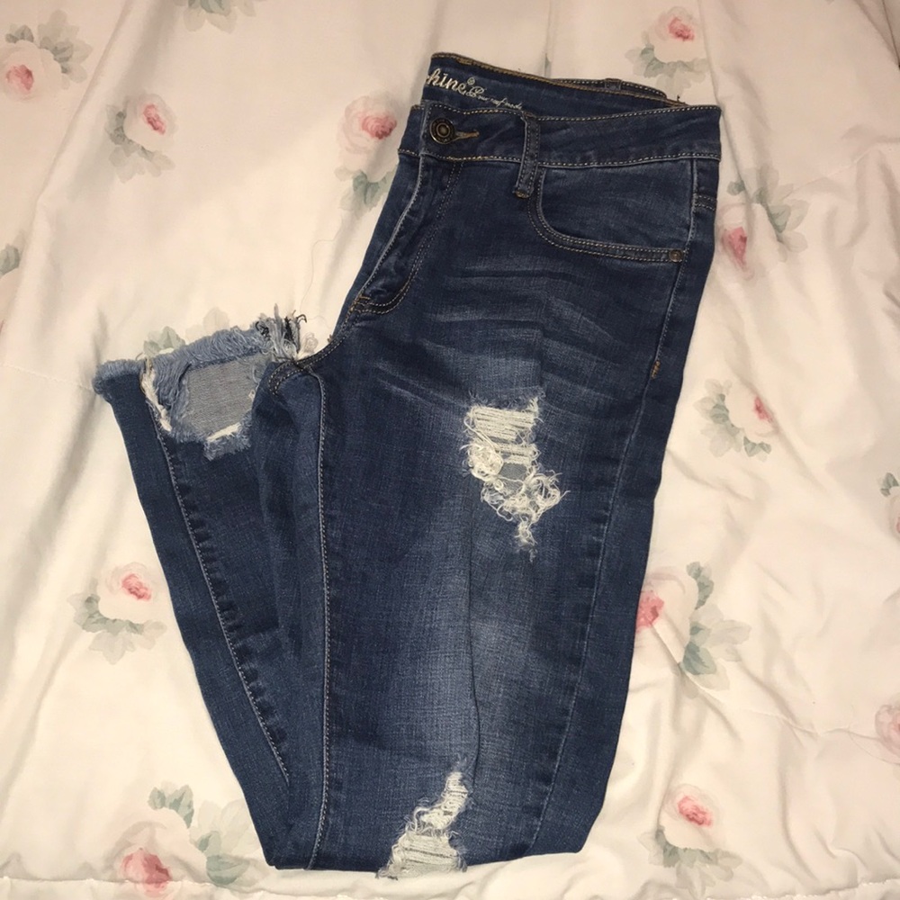 Fashion Nova high waisted distressed jeans